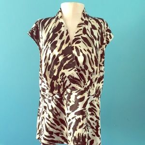 Jungle print silky sleeveless blouse